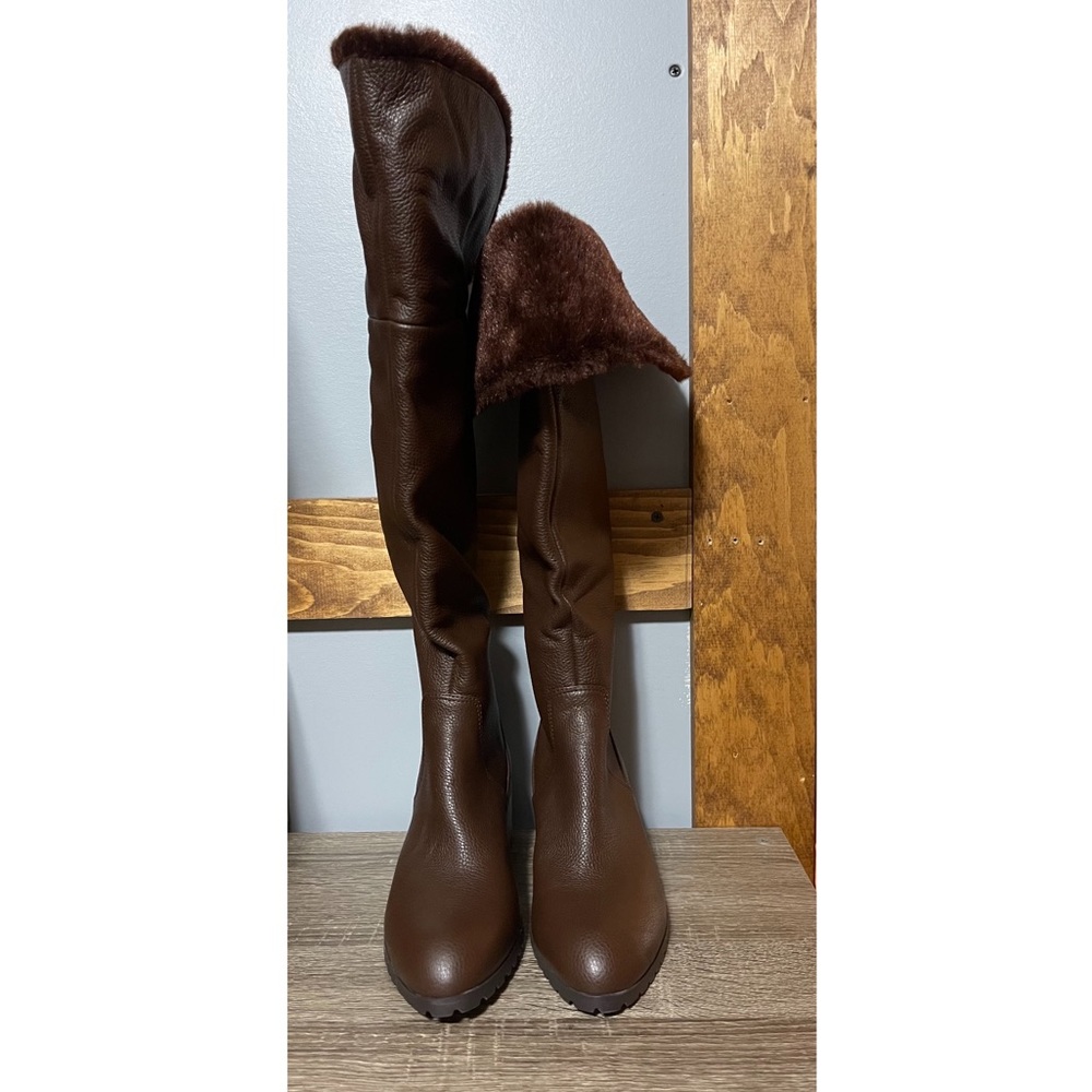 H by Halston Women's Donna Brown Leather Boots (Size 5M)